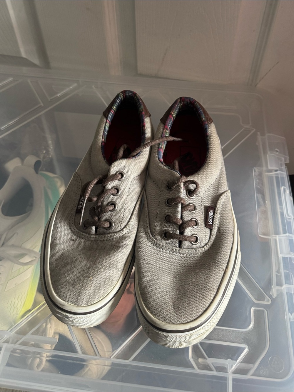 Vans - Grey with Plaid & Leather